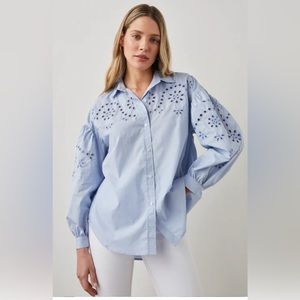 NWOT RAILS Blue Embroidered Eyelet Alister Blouse